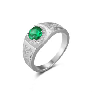 Rhodium Plated HR15156 CZ-Green
