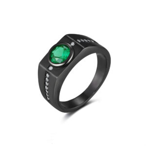 Black Gold Plated HR15157 CZ-Green