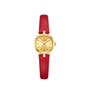 Pure Gold Ladies Watch – Red Leather Strap Waterproof Quartz Gold Watch