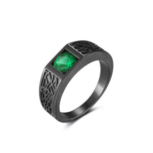 Black Rhodium Plated HR15180 CZ-Green