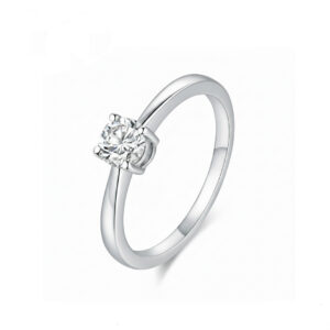 9K White Gold Elegant 4 Prong Solitaire Diamond Ring