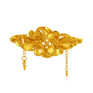 Handcrafted Floral Duo Gold Bangle