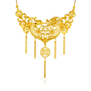 Elegant Dragon & Phoenix Double Happiness Wedding Necklace