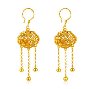 Ruyi Lock Filigree Earrings with Tassels