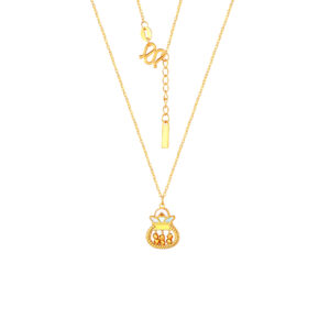 Lucky Money Bag Necklace with Moving Abacus Beads & Mother of Pearl