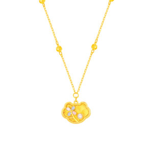 Ruyi Lock Necklace with Pearl & Pastel Mother of Pearl