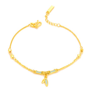 Bamboo Joint & Leaf Bracelet with Mother of Pearl